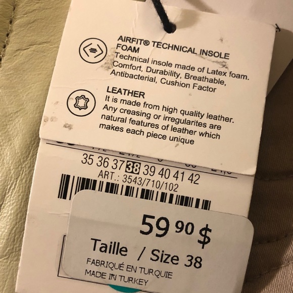 Airfit Butter Soft Cream Color Leather Ballet Flats EU 38 - Picture 6 of 12